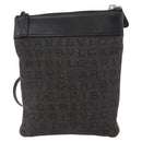 BVLGARI Logo Mania Shoulder Bag Canvas Black Silver Auth 173542-2