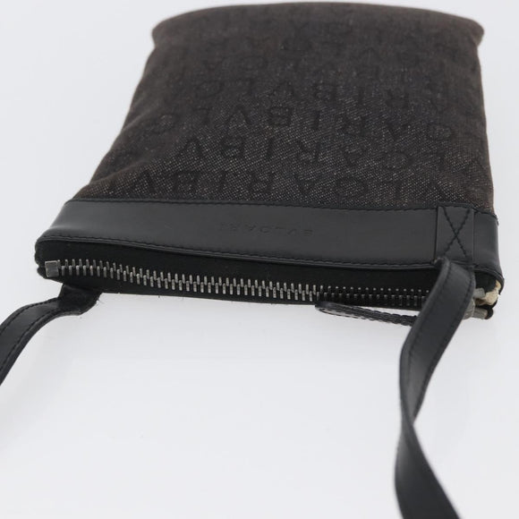 BVLGARI Logo Mania Shoulder Bag Canvas Black Silver Auth 173542