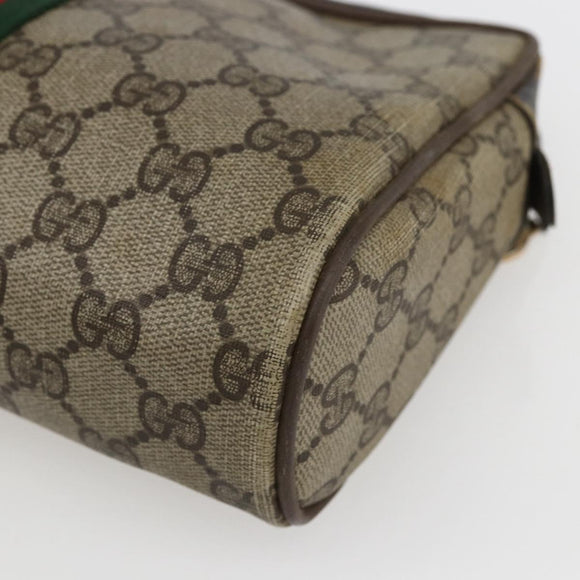 GUCCI GG Supreme Web Sherry Line Clutch Bag PVC Beige Gold 22 01 012 Auth 173548