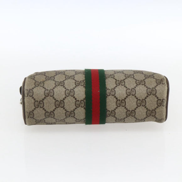 GUCCI GG Supreme Web Sherry Line Clutch Bag PVC Beige Gold 22 01 012 Auth 173548