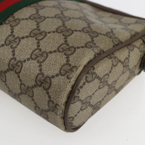 GUCCI GG Supreme Web Sherry Line Clutch Bag PVC Beige Gold 22 01 012 Auth 173548