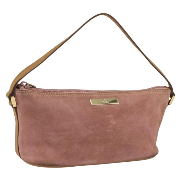GUCCI Accessory Pouch Suede Pink Gold 039 1103 Auth 173549