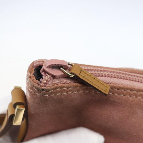 GUCCI Accessory Pouch Suede Pink Gold 039 1103 Auth 173549