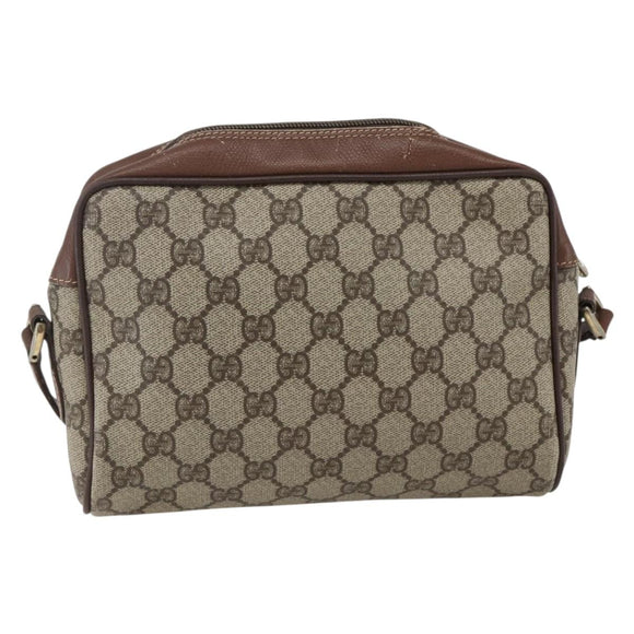 GUCCI GG Supreme Web Sherry Line Bag PVC Beige Gold 001 56 6655 Auth 173550