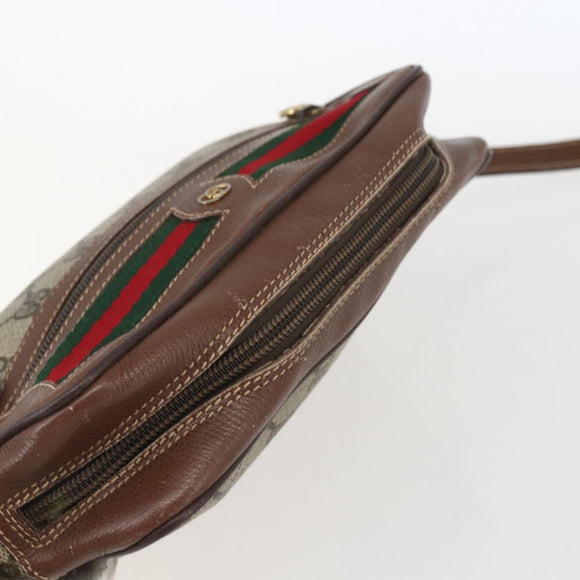 GUCCI GG Supreme Web Sherry Line Bag PVC Beige Gold 001 56 6655 Auth 173550