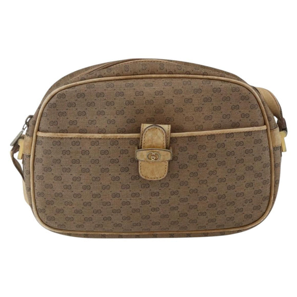 GUCCI Micro GG Supreme Shoulder Bag PVC Beige Gold 001 418 4795 Auth 173551