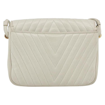 VALENTINO Shoulder Bag Leather White Gold Auth 173552 - 0