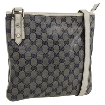 GUCCI GG Crystal Shoulder Bag Coated Canvas Navy Gold 257246 Auth 173553V