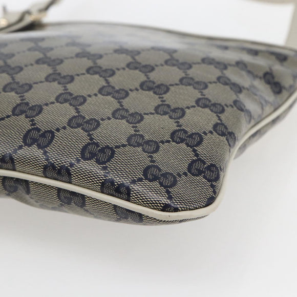 GUCCI GG Crystal Shoulder Bag Coated Canvas Navy Gold 257246 Auth 173553V