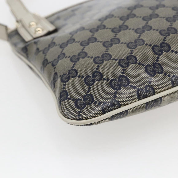 GUCCI GG Crystal Shoulder Bag Coated Canvas Navy Gold 257246 Auth 173553V