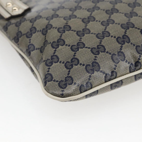 GUCCI GG Crystal Shoulder Bag Coated Canvas Navy Gold 257246 Auth 173553V