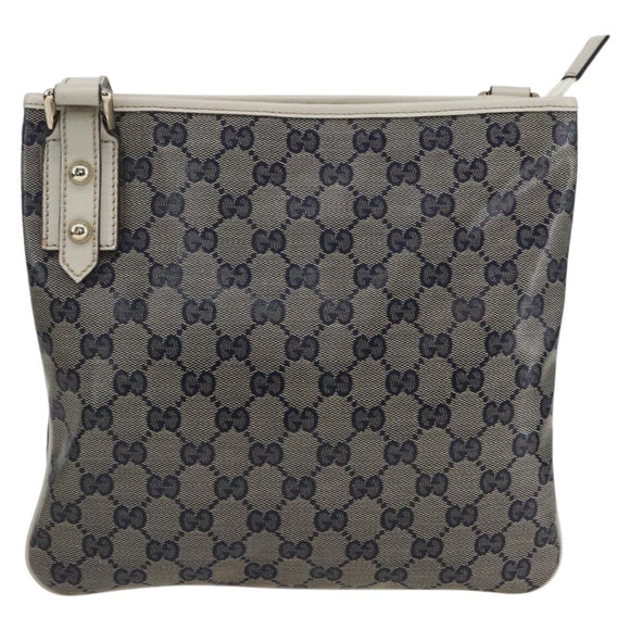 GUCCI GG Crystal Shoulder Bag Coated Canvas Navy Gold 257246 Auth 173553V