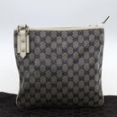 GUCCI GG Crystal Shoulder Bag Coated Canvas Navy Gold 257246 Auth 173553V-12