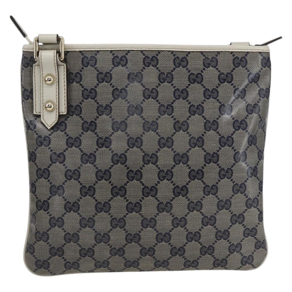 GUCCI GG Crystal Shoulder Bag Coated Canvas Navy Gold 257246 Auth 173553V
