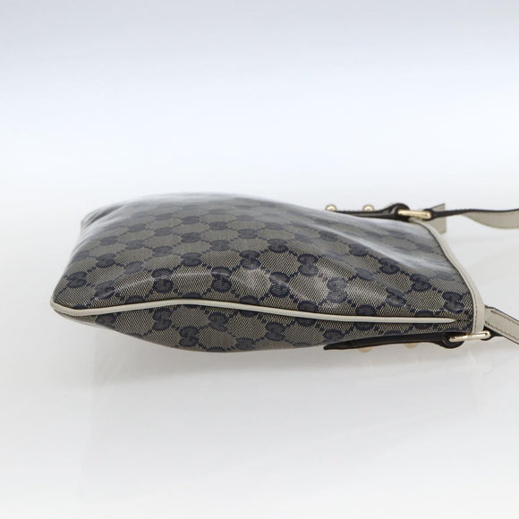 GUCCI GG Crystal Shoulder Bag Coated Canvas Navy Gold 257246 Auth 173553V