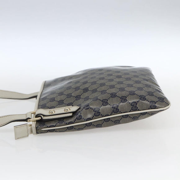 GUCCI GG Crystal Shoulder Bag Coated Canvas Navy Gold 257246 Auth 173553V