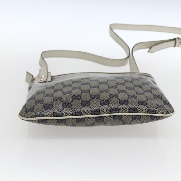 GUCCI GG Crystal Shoulder Bag Coated Canvas Navy Gold 257246 Auth 173553V