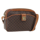 CELINE Macadam Canvas Shoulder Bag PVC Leather Brown Gold Auth 173557-1