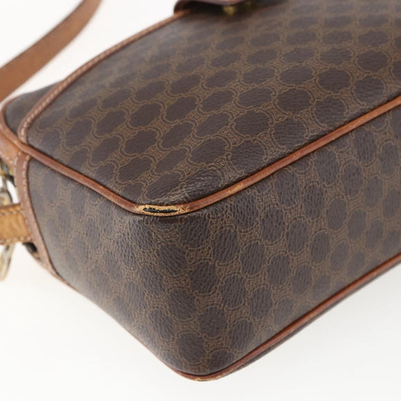 CELINE Macadam Canvas Shoulder Bag PVC Leather Brown Gold Auth 173557