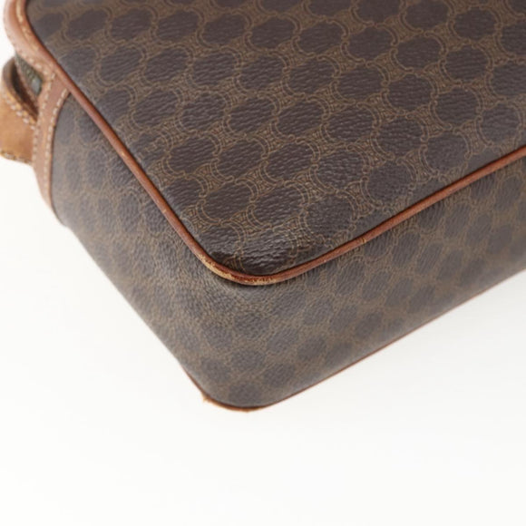 CELINE Macadam Canvas Shoulder Bag PVC Leather Brown Gold Auth 173557