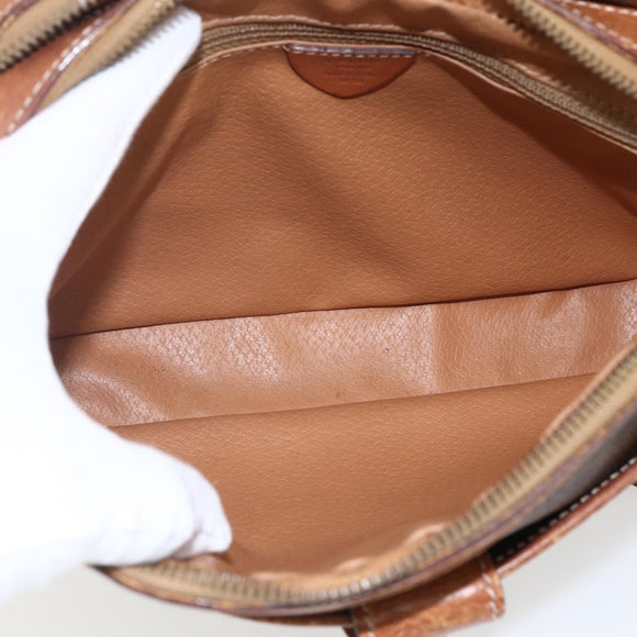 CELINE Macadam Canvas Shoulder Bag PVC Leather Brown Gold Auth 173557