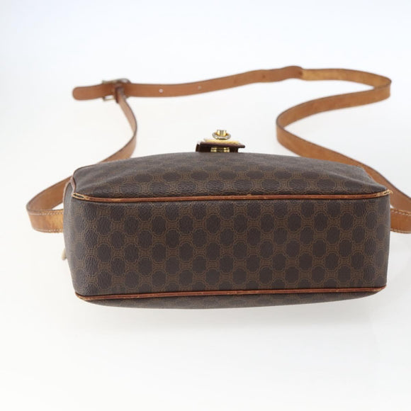 CELINE Macadam Canvas Shoulder Bag PVC Leather Brown Gold Auth 173557