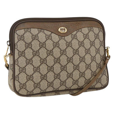 GUCCI GG Supreme Shoulder Bag PVC Beige Gold 97 02 068 Auth 173558A