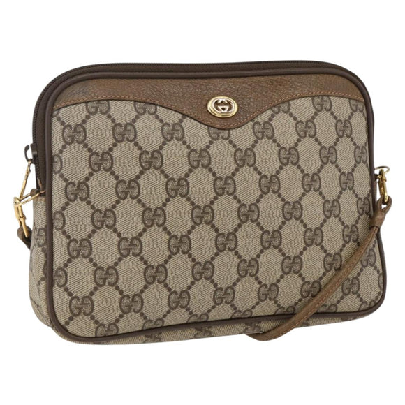 GUCCI GG Supreme Shoulder Bag PVC Beige Gold 97 02 068 Auth 173558A