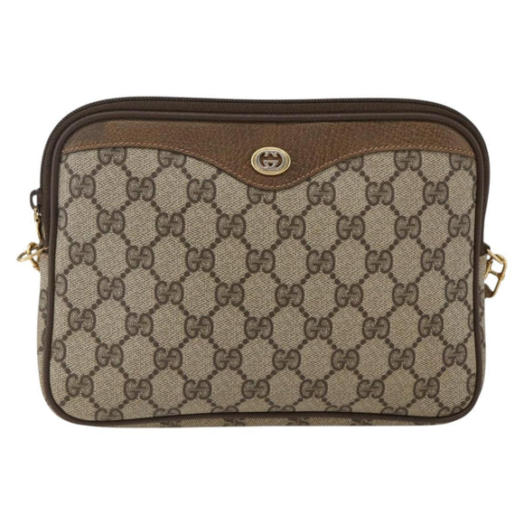 GUCCI GG Supreme Shoulder Bag PVC Beige Gold 97 02 068 Auth 173558A