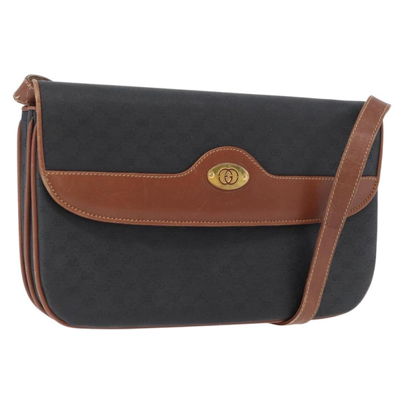GUCCI Micro GG Canvas Shoulder Bag PVC Black Gold 004 106 0024 Auth 173559