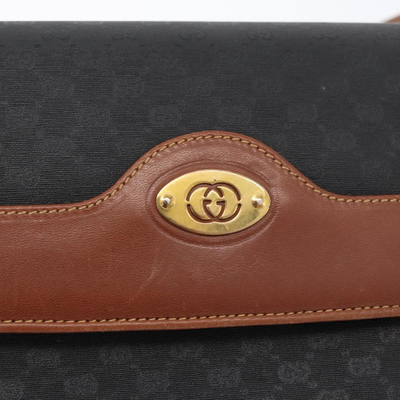 GUCCI Micro GG Canvas Shoulder Bag PVC Black Gold 004 106 0024 Auth 173559
