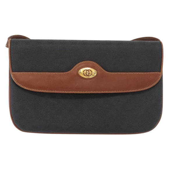 GUCCI Micro GG Canvas Shoulder Bag PVC Black Gold 004 106 0024 Auth 173559