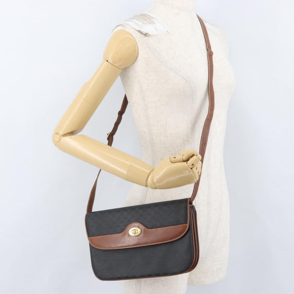 GUCCI Micro GG Canvas Shoulder Bag PVC Black Gold 004 106 0024 Auth 173559