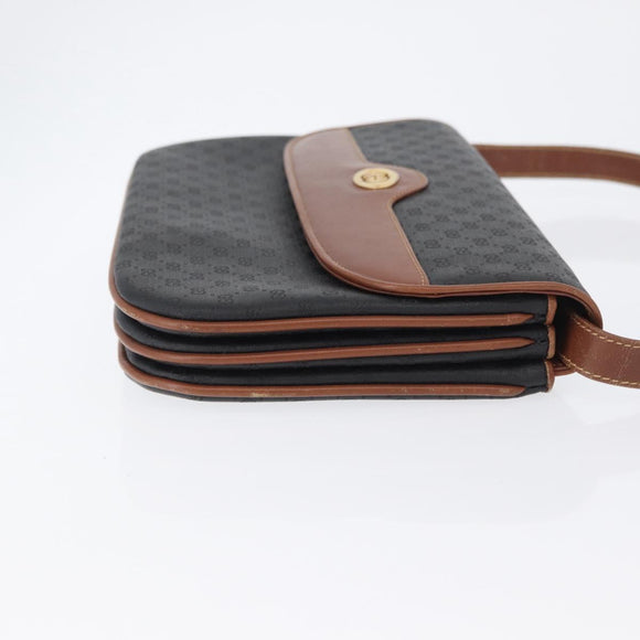 GUCCI Micro GG Canvas Shoulder Bag PVC Black Gold 004 106 0024 Auth 173559