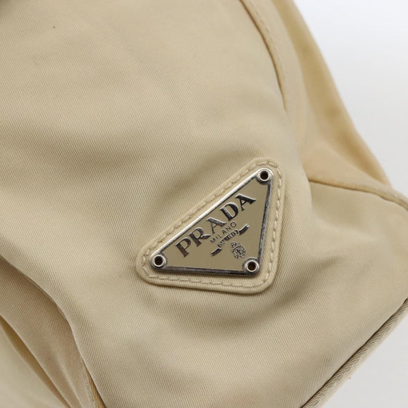 PRADA Hand Bag Nylon plastic Beige Clear Auth 173565