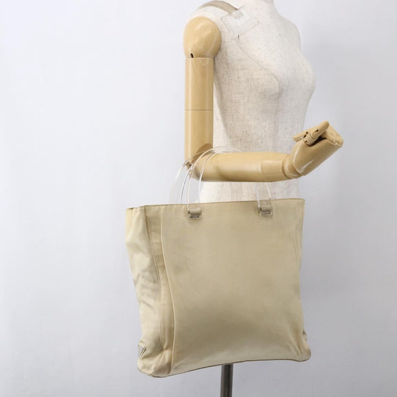 PRADA Hand Bag Nylon plastic Beige Clear Auth 173565