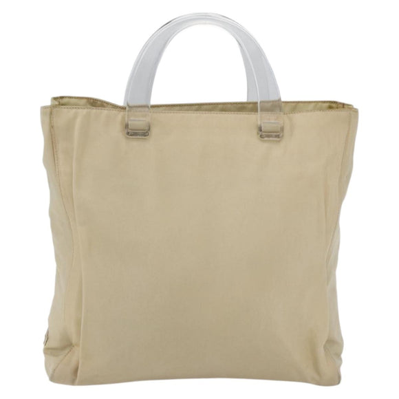 PRADA Hand Bag Nylon plastic Beige Clear Auth 173565