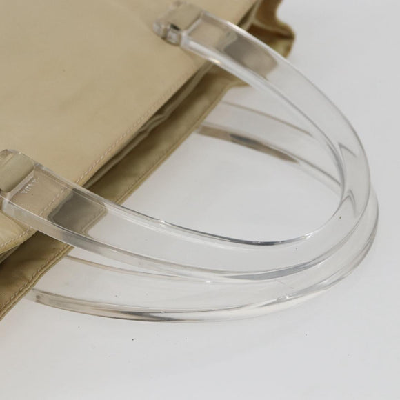 PRADA Hand Bag Nylon plastic Beige Clear Auth 173565