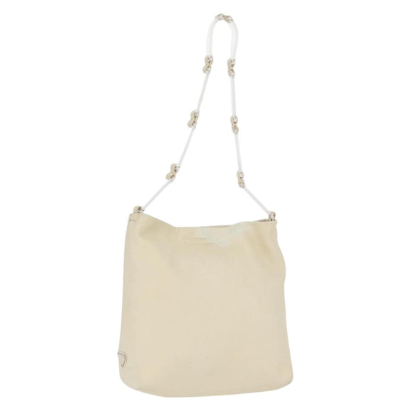 PRADA Shoulder Bag Leather plastic Ivory Clear Auth 173573