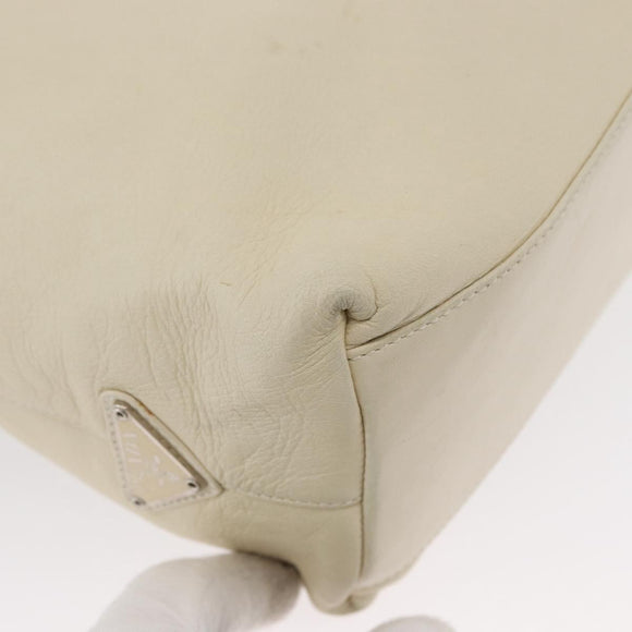PRADA Shoulder Bag Leather plastic Ivory Clear Auth 173573