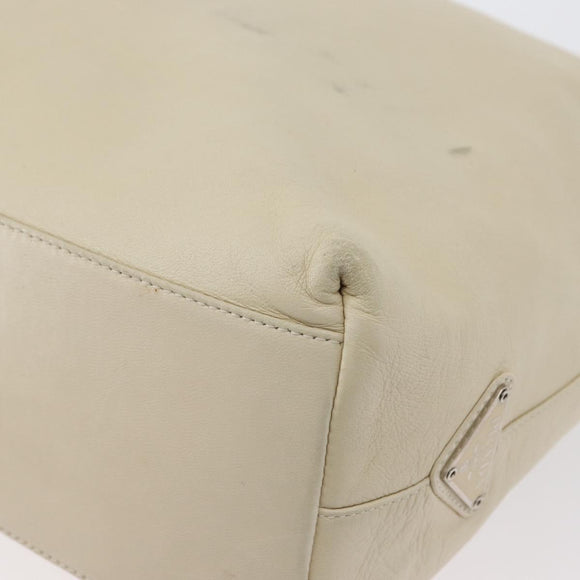 PRADA Shoulder Bag Leather plastic Ivory Clear Auth 173573