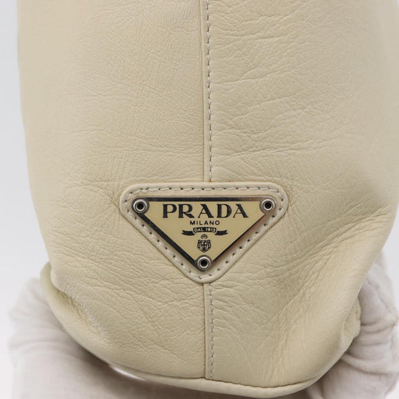 PRADA Shoulder Bag Leather plastic Ivory Clear Auth 173573