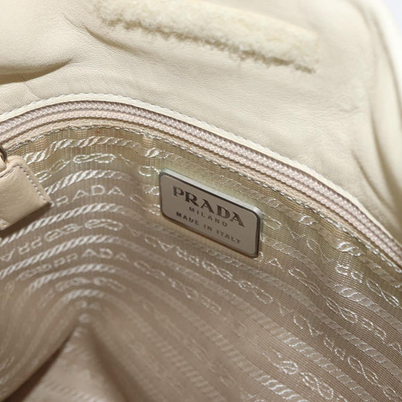 PRADA Shoulder Bag Leather plastic Ivory Clear Auth 173573