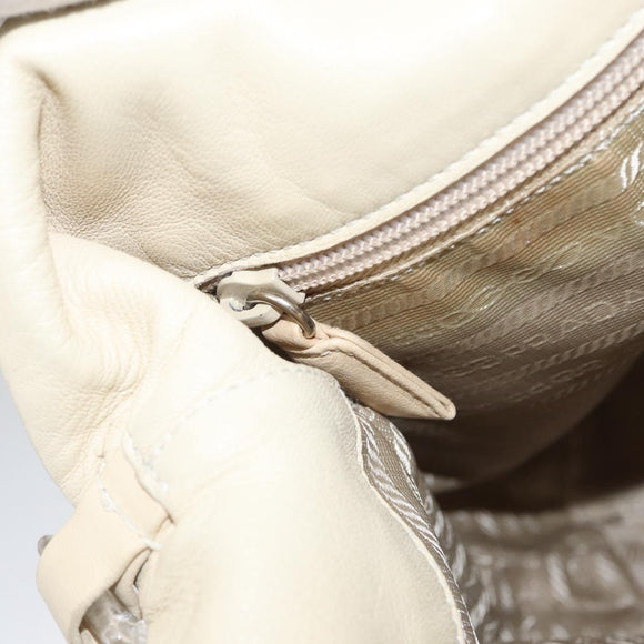 PRADA Shoulder Bag Leather plastic Ivory Clear Auth 173573
