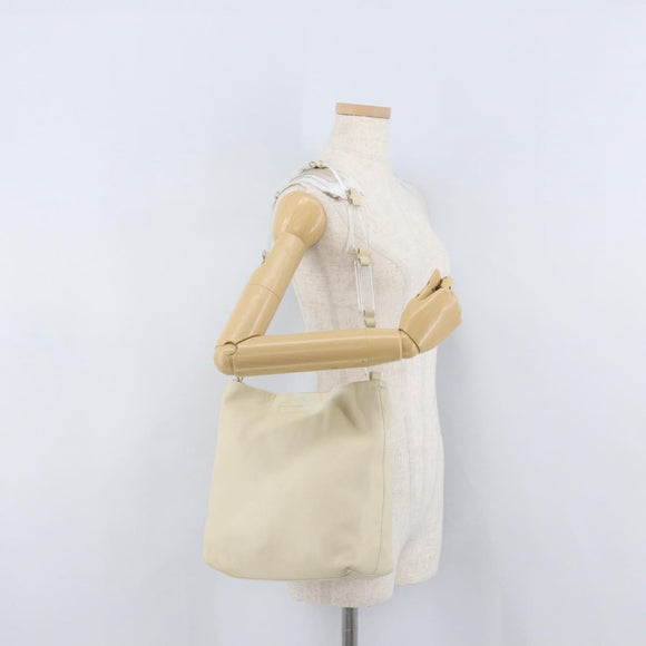 PRADA Shoulder Bag Leather plastic Ivory Clear Auth 173573