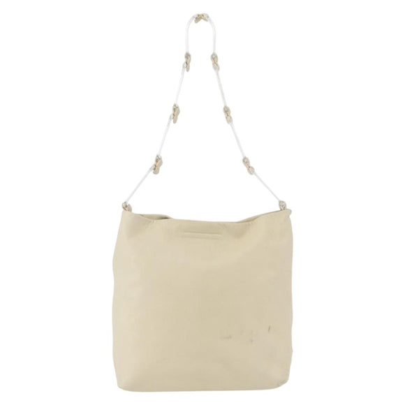 PRADA Shoulder Bag Leather plastic Ivory Clear Auth 173573