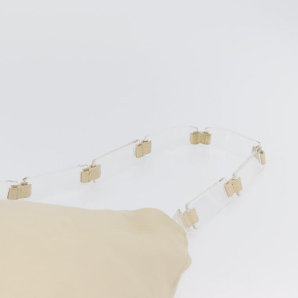 PRADA Shoulder Bag Leather plastic Ivory Clear Auth 173573