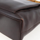 GUCCI Bamboo Hand Bag Leather Dark Brown Gold Auth 173575-9
