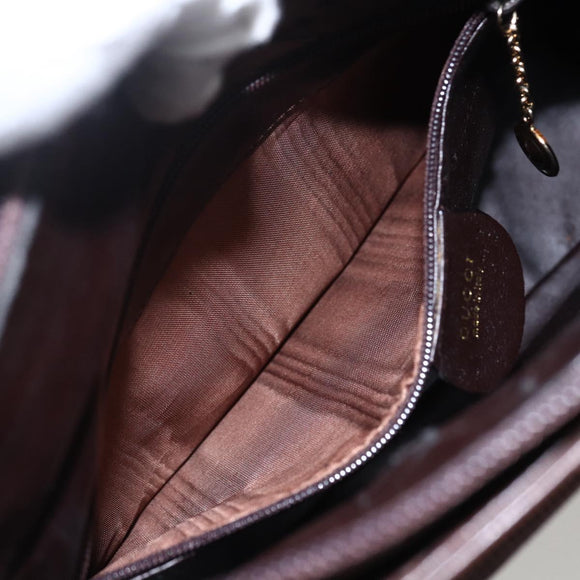 GUCCI Bamboo Hand Bag Leather Dark Brown Gold Auth 173575