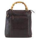 GUCCI Bamboo Hand Bag Leather Dark Brown Gold Auth 173575-13